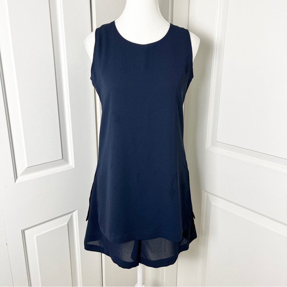Limited Quiet Luxury Navy Blue Sleeveless Skorts Romper – XS